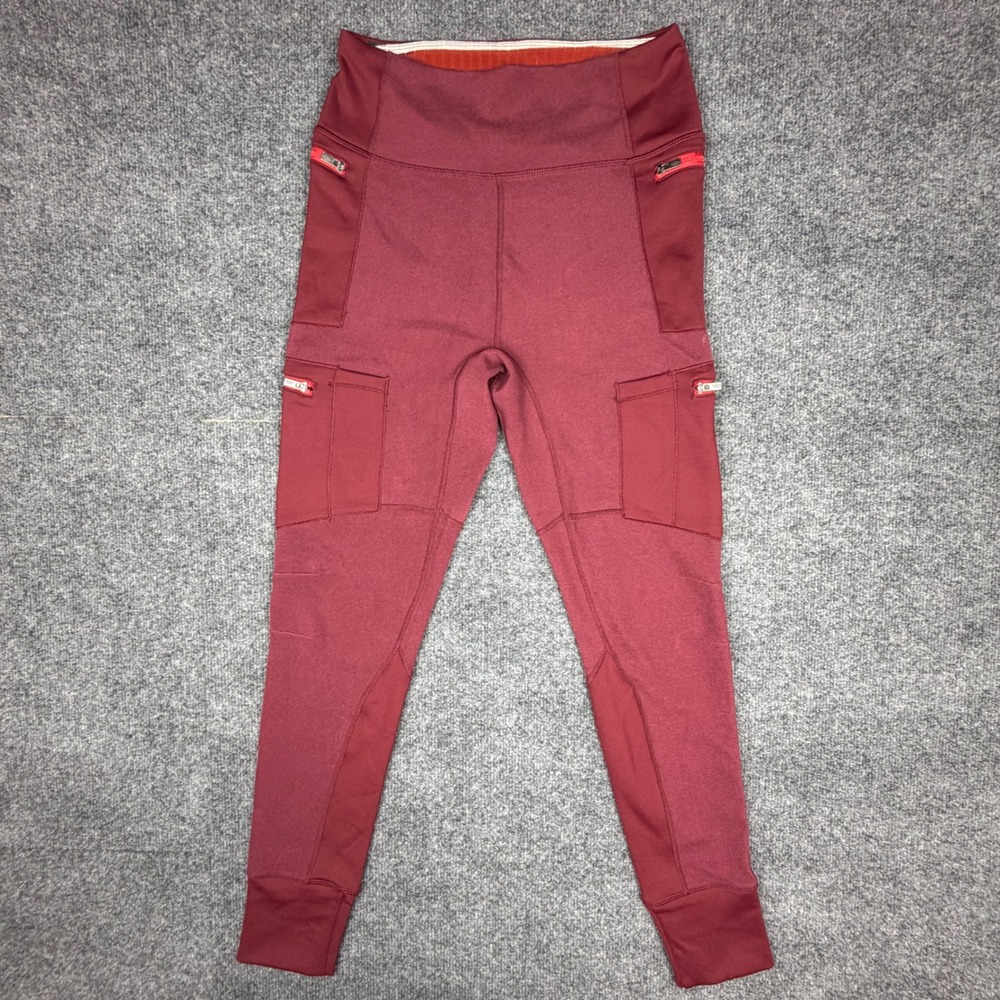 FP Movement Hit The Slopes Burgundy Cargo Leggings High Rise Zipper Pockets M